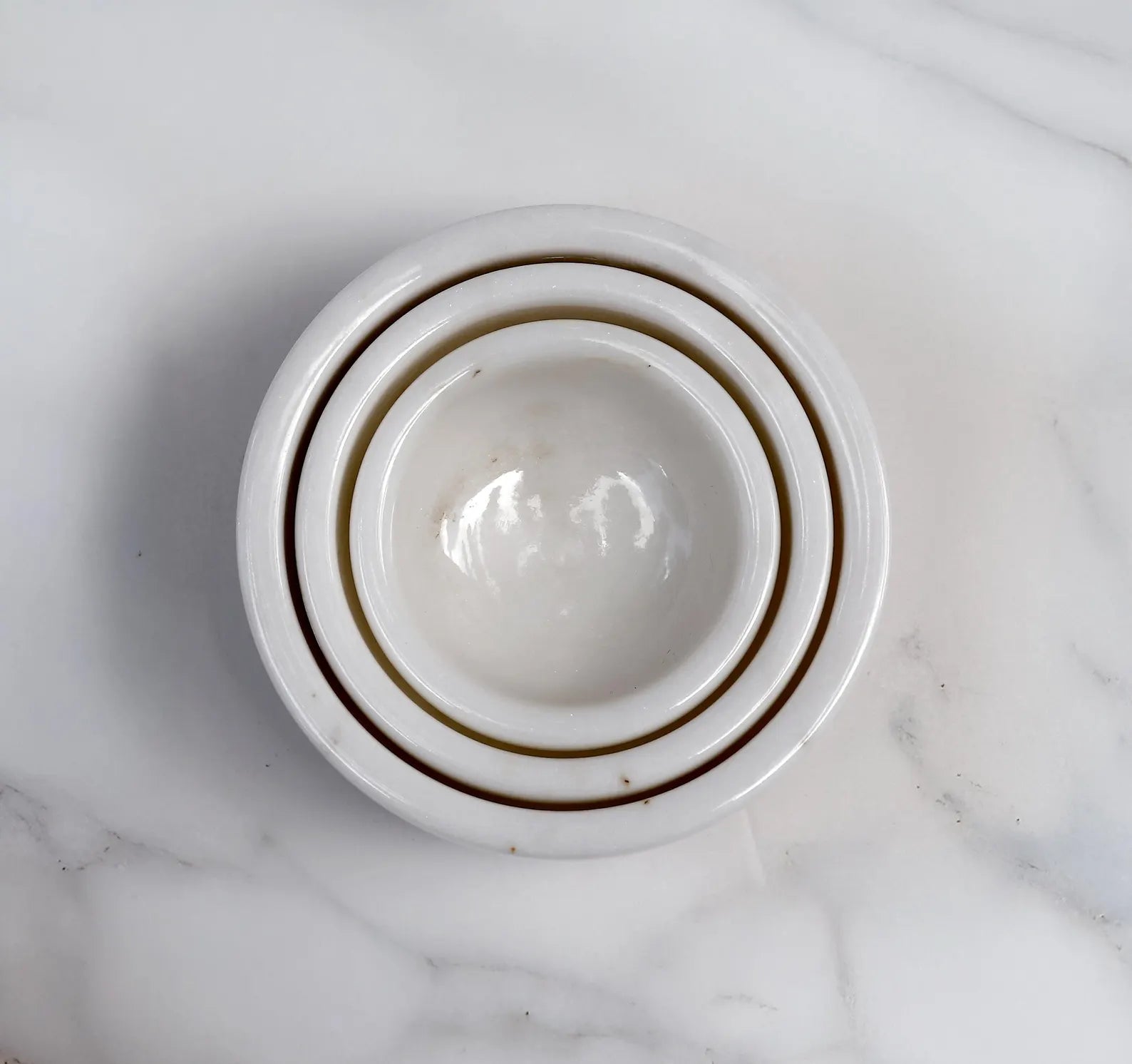 Almirea White Marble Bowl Set (3-Piece) | Handmade Stone Serving Bowls for Kitchen & Living Room | Luxury Snack & Decor Bowls