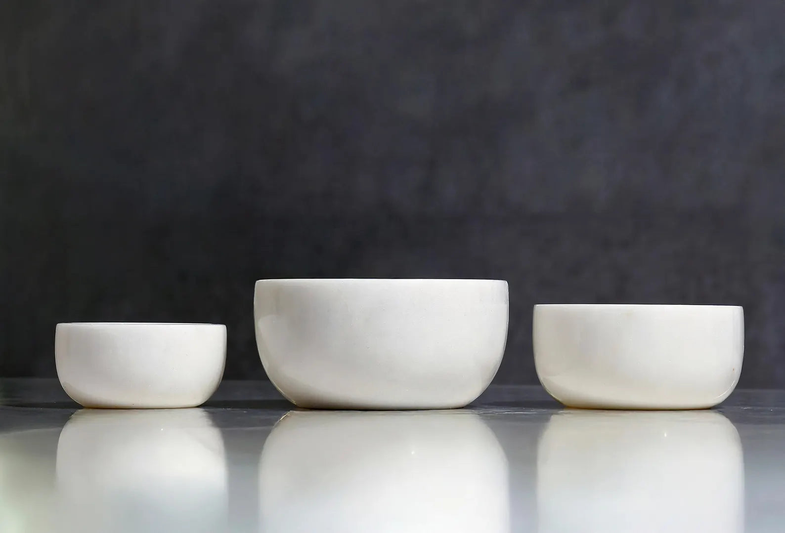 Almirea White Marble Bowl Set (3-Piece) | Handmade Stone Serving Bowls for Kitchen & Living Room | Luxury Snack & Decor Bowls