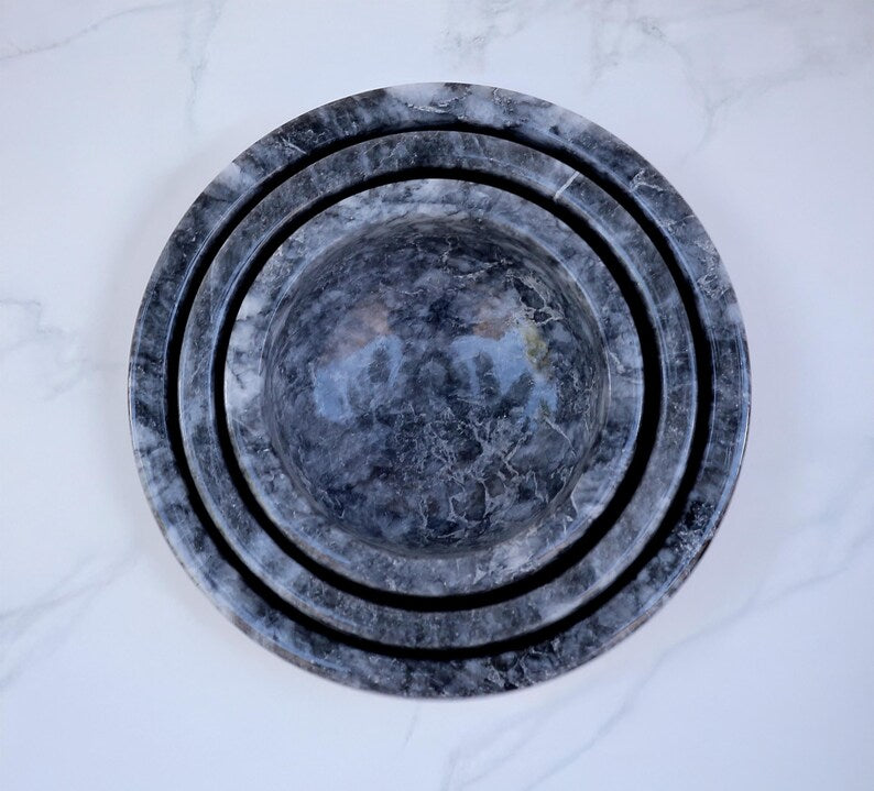AURELIS Grey Marble 3-Piece Nesting Snack Bowl Set | Ege Home Decor