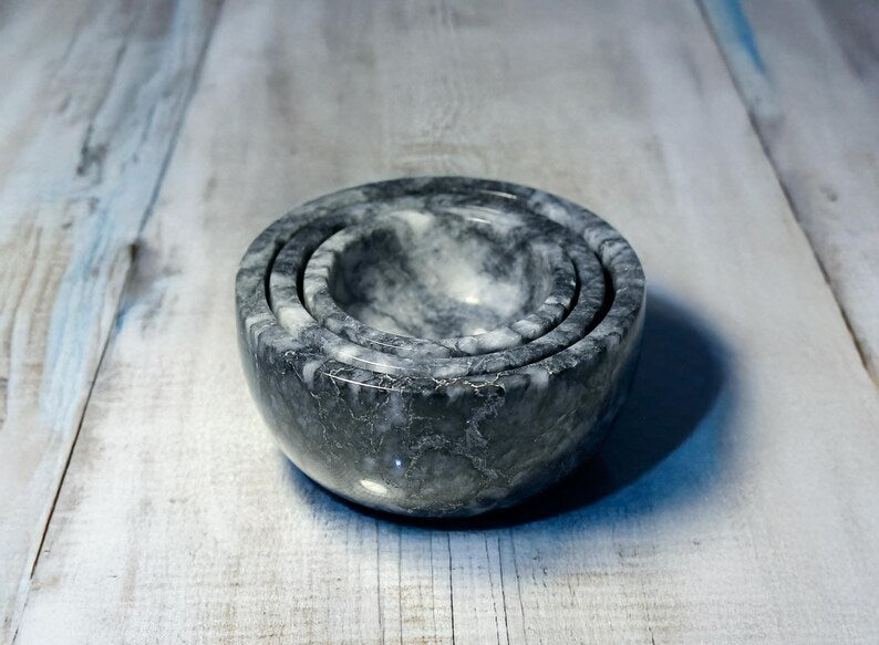 AURELIS Grey Marble 3-Piece Nesting Snack Bowl Set | Ege Home Decor