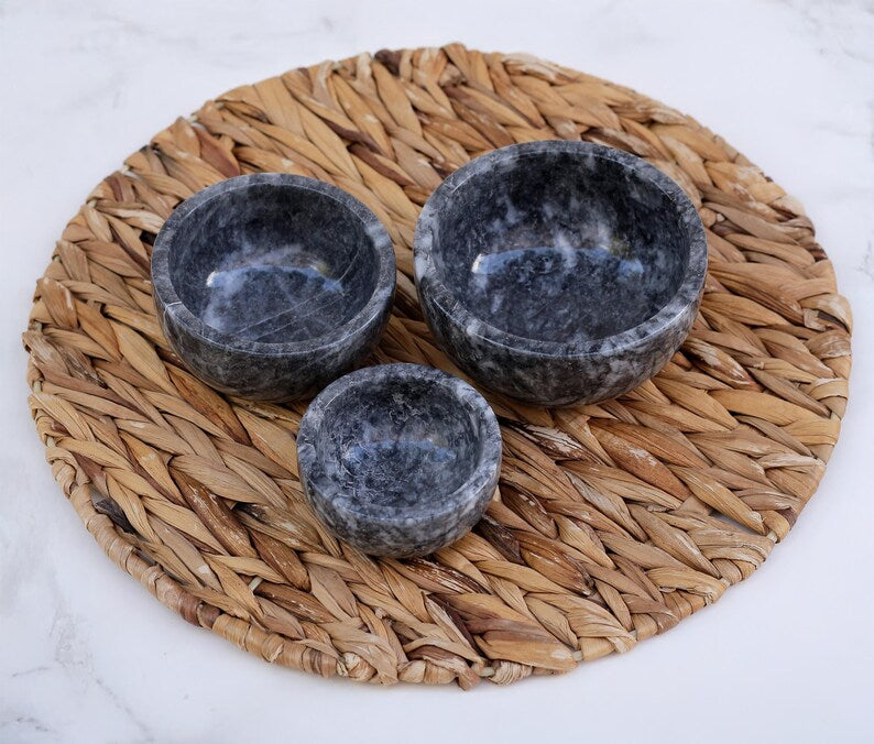 AURELIS Grey Marble 3-Piece Nesting Snack Bowl Set | Ege Home Decor