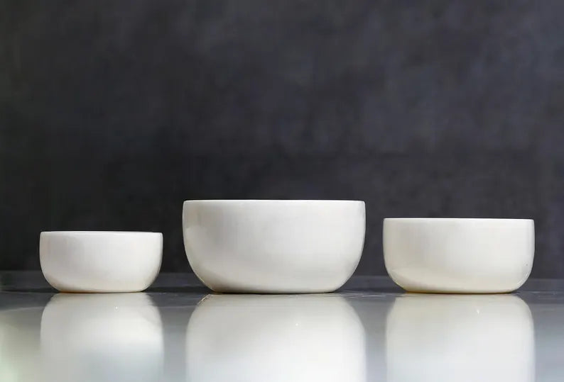 AURELIS White Marble 3-Piece Nesting Snack Bowl Set | Ege Home Decor