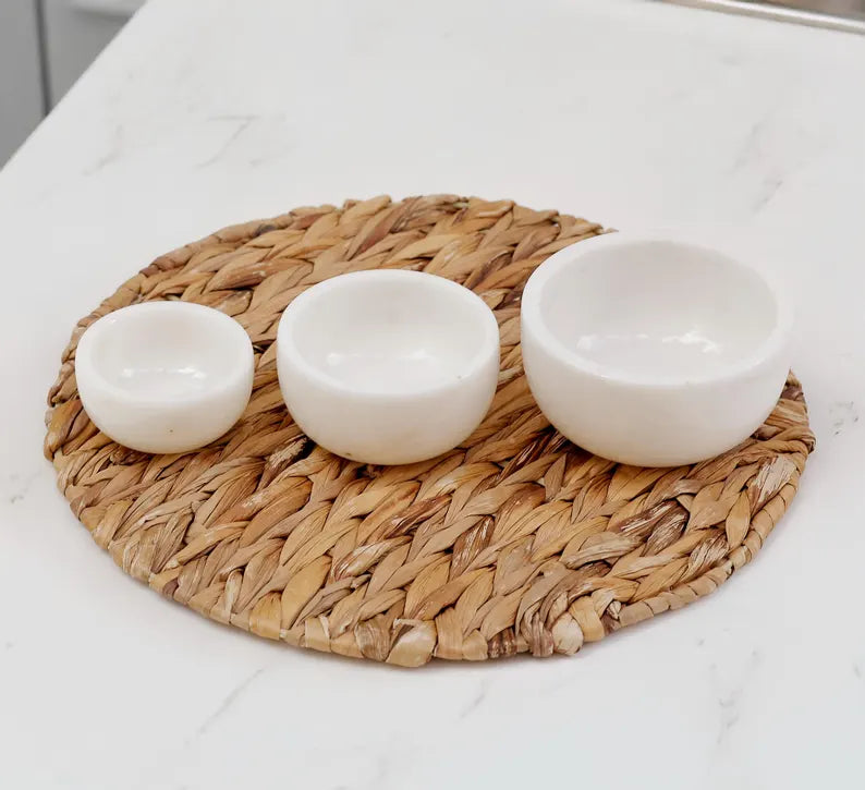 AURELIS White Marble 3-Piece Nesting Snack Bowl Set | Ege Home Decor