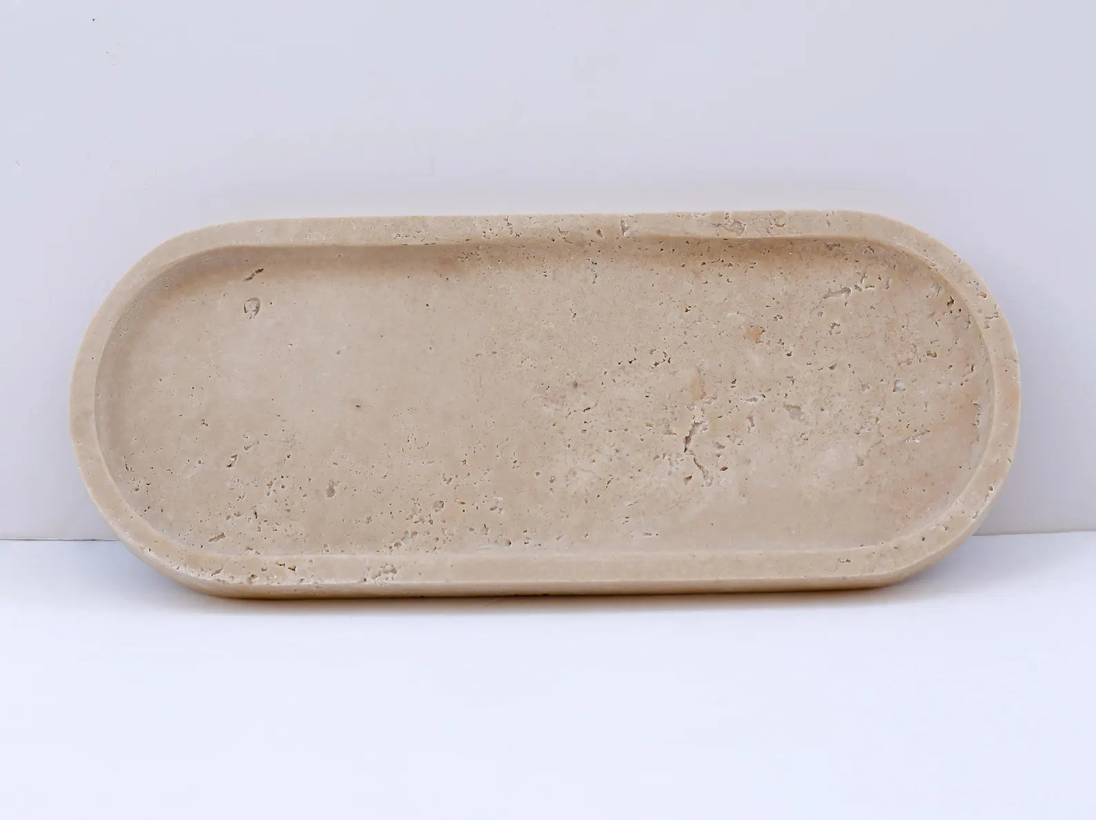 BOSCA Beige Travertine Tray – 11.8″ Natural Stone Kitchen Organizer & Bathroom Tray | Ege Home Decor
