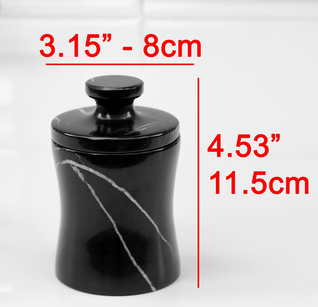 CLEMENZA Black Marble Salt Cellar – Handcrafted Marble Jar with Lid, Stone Canister (Tall Design) | Ege Home Decor