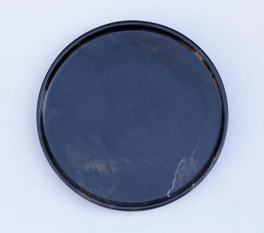 CONCORDIA Black Marble Tray 10.6″ – Decorative Round Tray for Bathroom, Kitchen & Living Room | Ege Home Decor