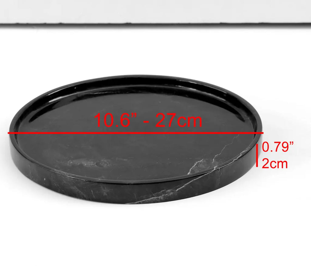 CONCORDIA Black Marble Tray 10.6″ – Decorative Round Tray for Bathroom, Kitchen & Living Room | Ege Home Decor