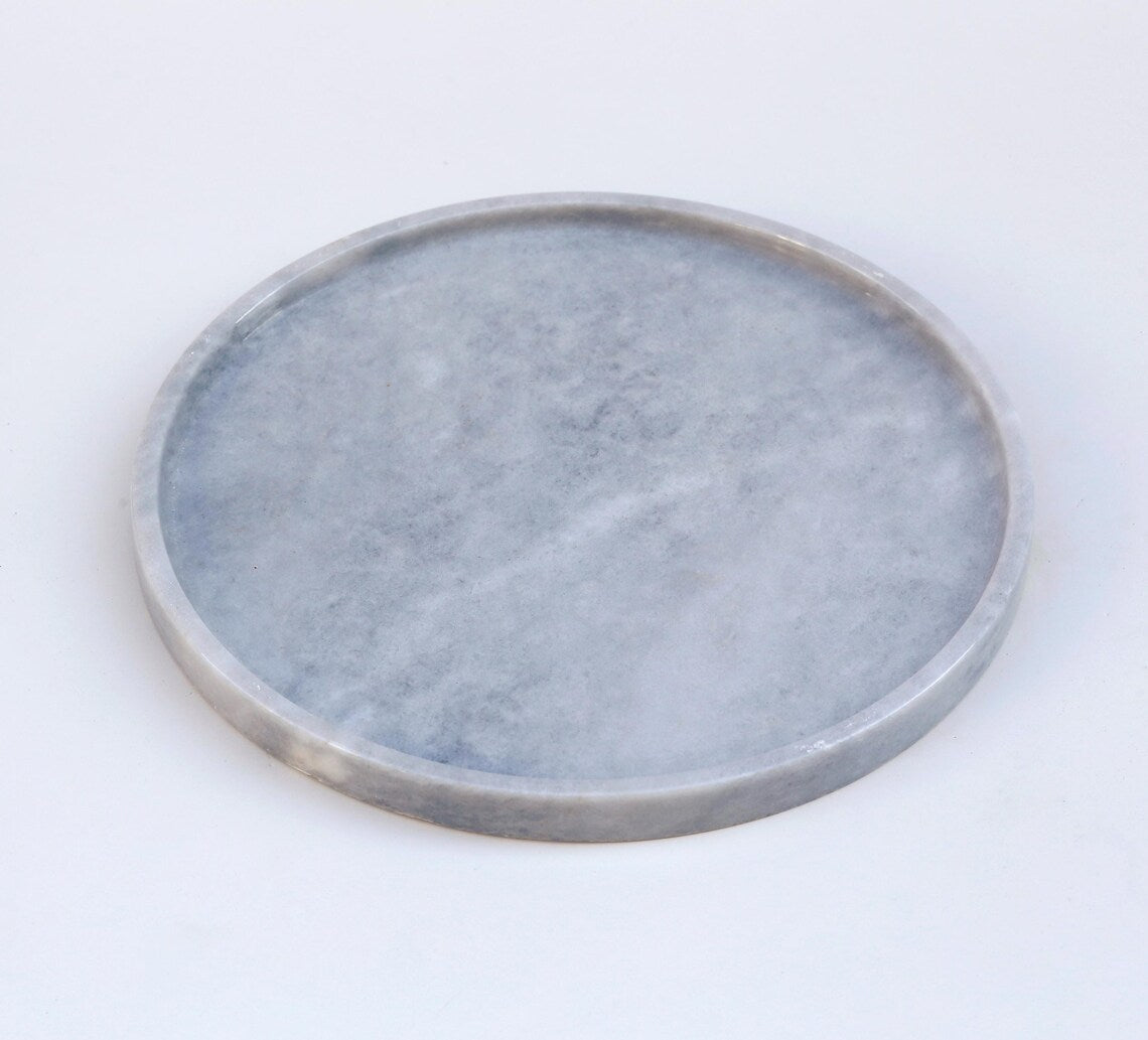 CONCORDIA Grey Marble Tray 10.6″ – Decorative Round Tray for Bathroom, Kitchen & Living Room | Ege Home Decor