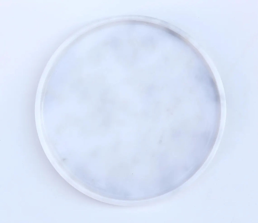 CONCORDIA Decorative White Marble Round Tray 10.6″ – Stone Tray for Bathroom, Kitchen & Living Room | Ege Home Decor