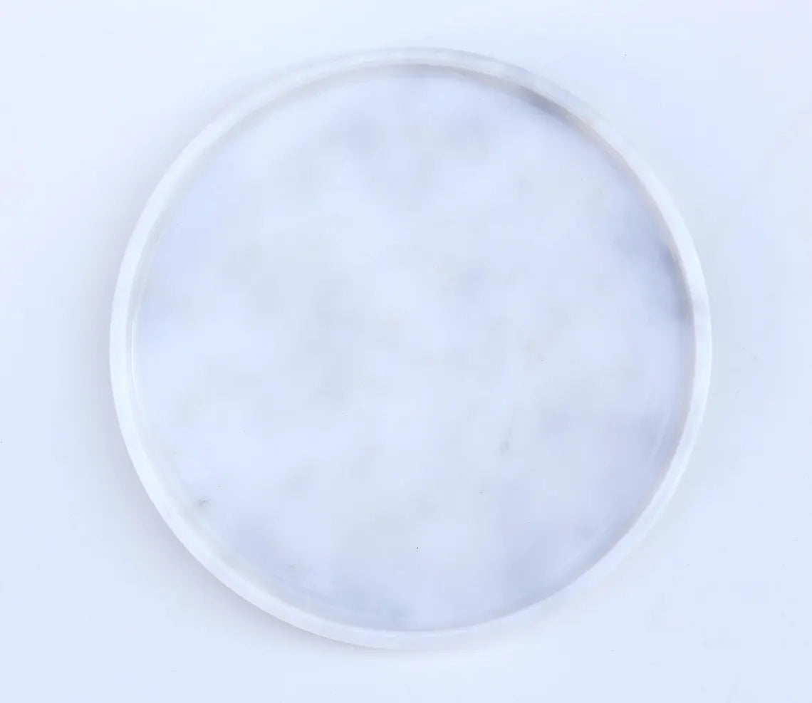 CONCORDIA Decorative White Marble Round Tray 10.6″ – Stone Tray for Bathroom, Kitchen & Living Room | Ege Home Decor