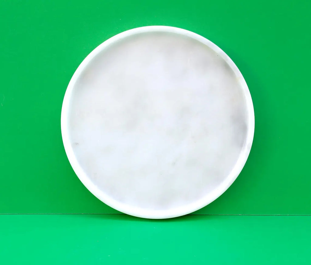CONCORDIA Decorative White Marble Round Tray 10.6″ – Stone Tray for Bathroom, Kitchen & Living Room | Ege Home Decor