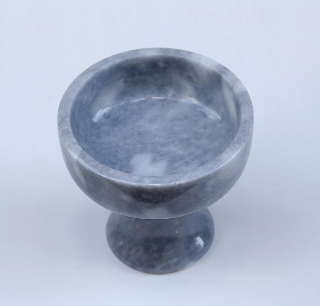 COSMIA Handmade Gray Marble Pedestal Bowl – Luxury Compote Dish | Ege Home Decor