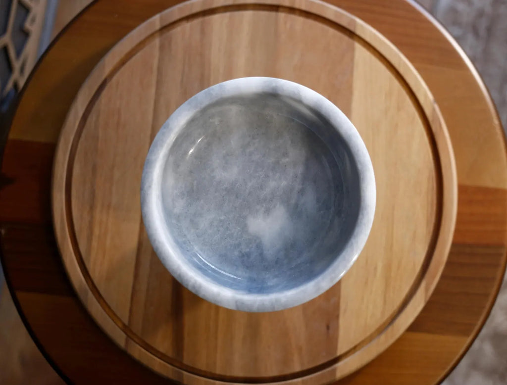 COSMIA Handmade Gray Marble Pedestal Bowl – Luxury Compote Dish | Ege Home Decor