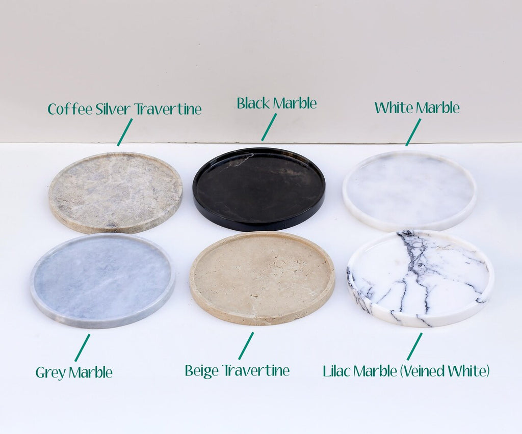 CONCORDIA Grey Marble Tray 10.6″ – Decorative Round Tray for Bathroom, Kitchen & Living Room | Ege Home Decor