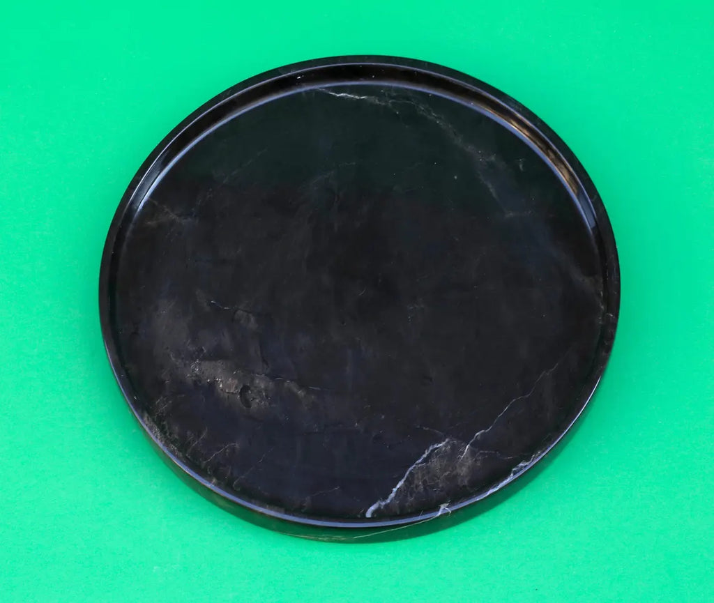 CONCORDIA Black Marble Tray 10.6″ – Decorative Round Tray for Bathroom, Kitchen & Living Room | Ege Home Decor