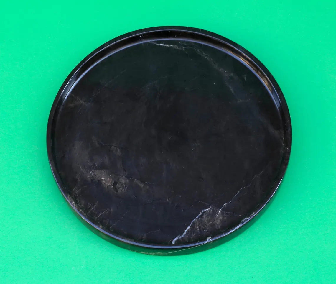 CONCORDIA Black Marble Tray 10.6″ – Decorative Round Tray for Bathroom, Kitchen & Living Room | Ege Home Decor