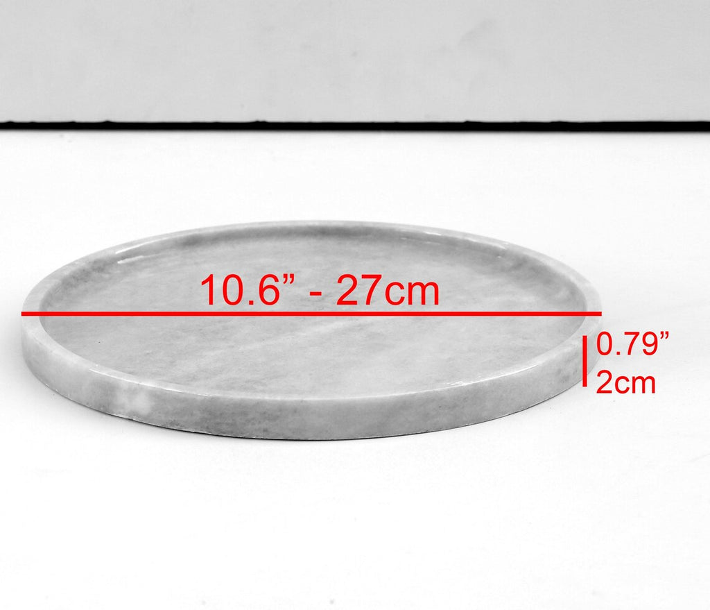 CONCORDIA Grey Marble Tray 10.6″ – Decorative Round Tray for Bathroom, Kitchen & Living Room | Ege Home Decor