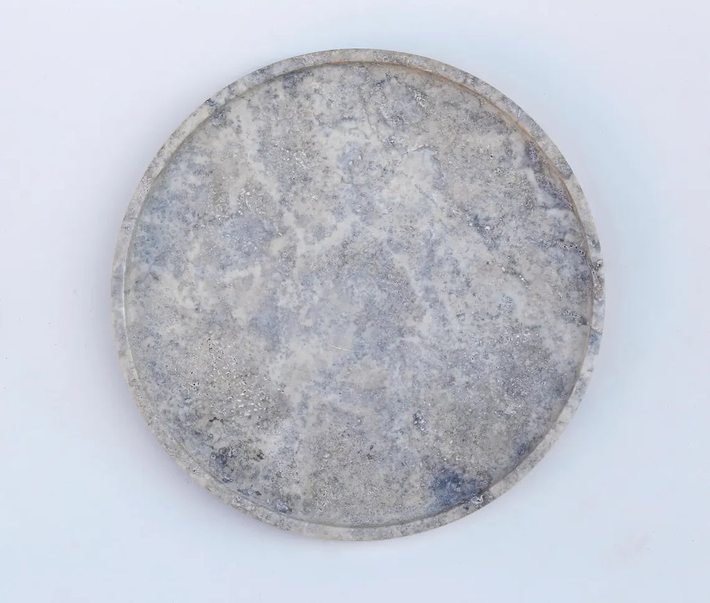 CONCORDIA Decorative Travertine Round Tray 10.6″ – Stone Tray for Bathroom, Kitchen & Living Room | Ege Home Decor
