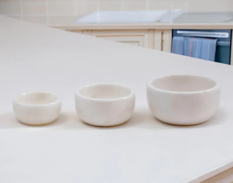 AURELIS White Marble 3-Piece Nesting Snack Bowl Set | Ege Home Decor