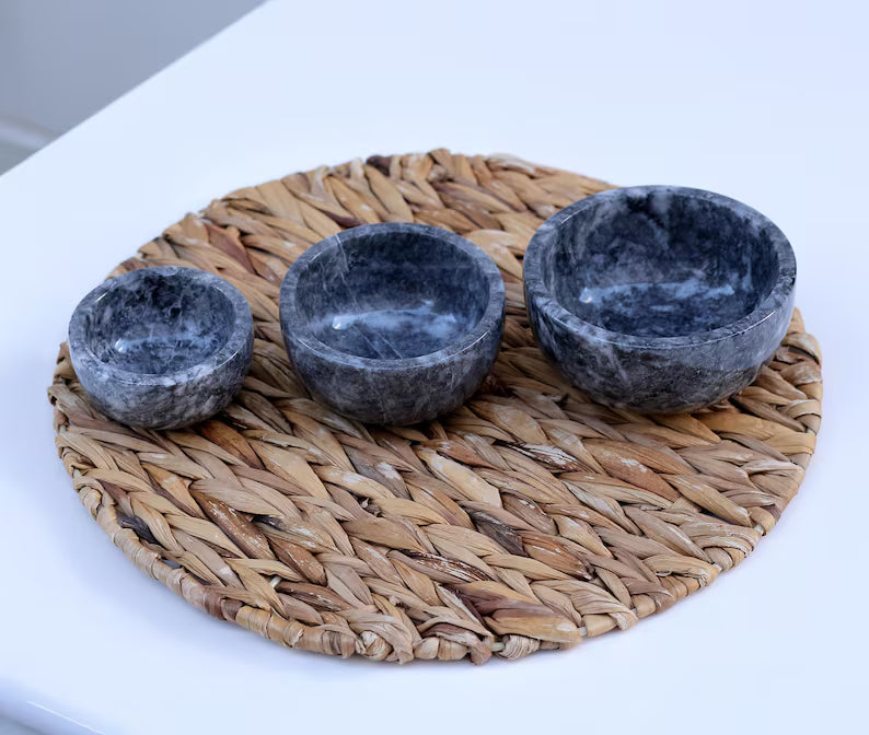AURELIS Grey Marble 3-Piece Nesting Snack Bowl Set | Ege Home Decor