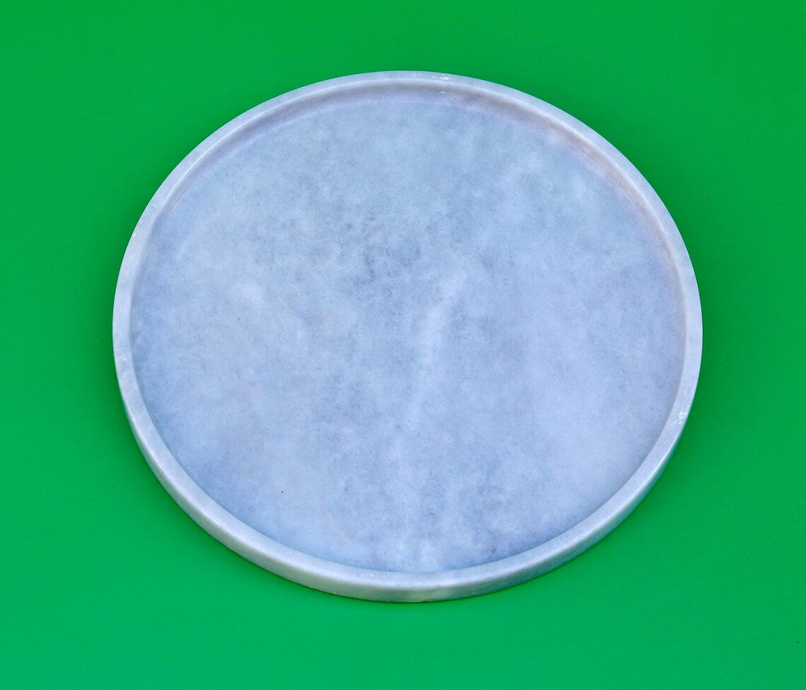 CONCORDIA Grey Marble Tray 10.6″ – Decorative Round Tray for Bathroom, Kitchen & Living Room | Ege Home Decor