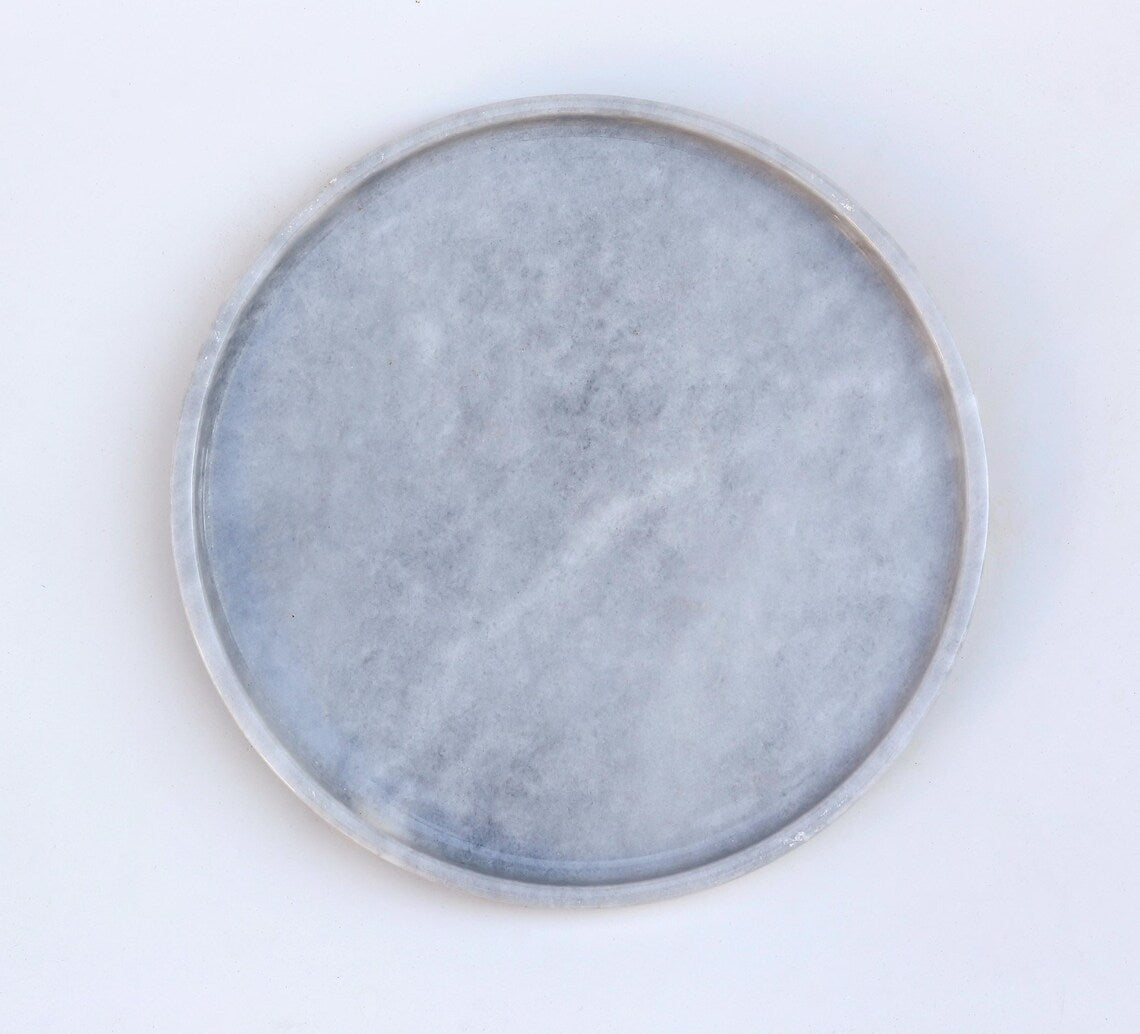 CONCORDIA Grey Marble Tray 10.6″ – Decorative Round Tray for Bathroom, Kitchen & Living Room | Ege Home Decor