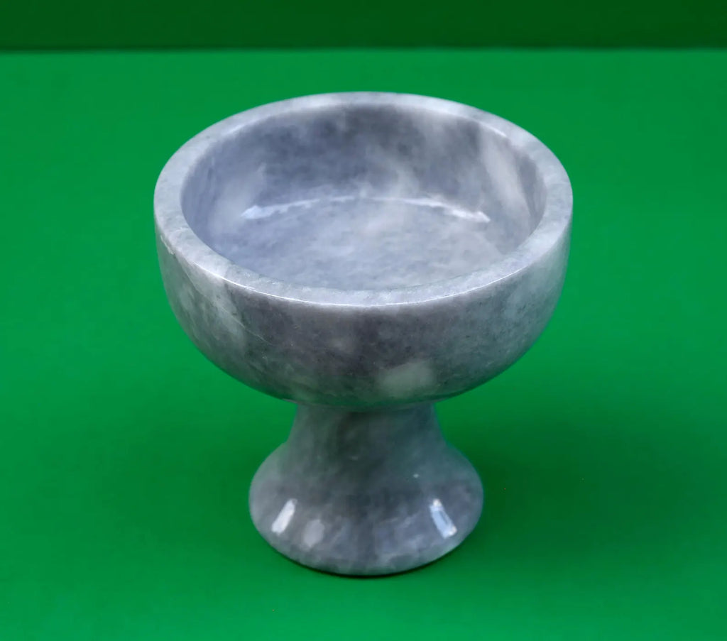 COSMIA Handmade Gray Marble Pedestal Bowl – Luxury Compote Dish | Ege Home Decor