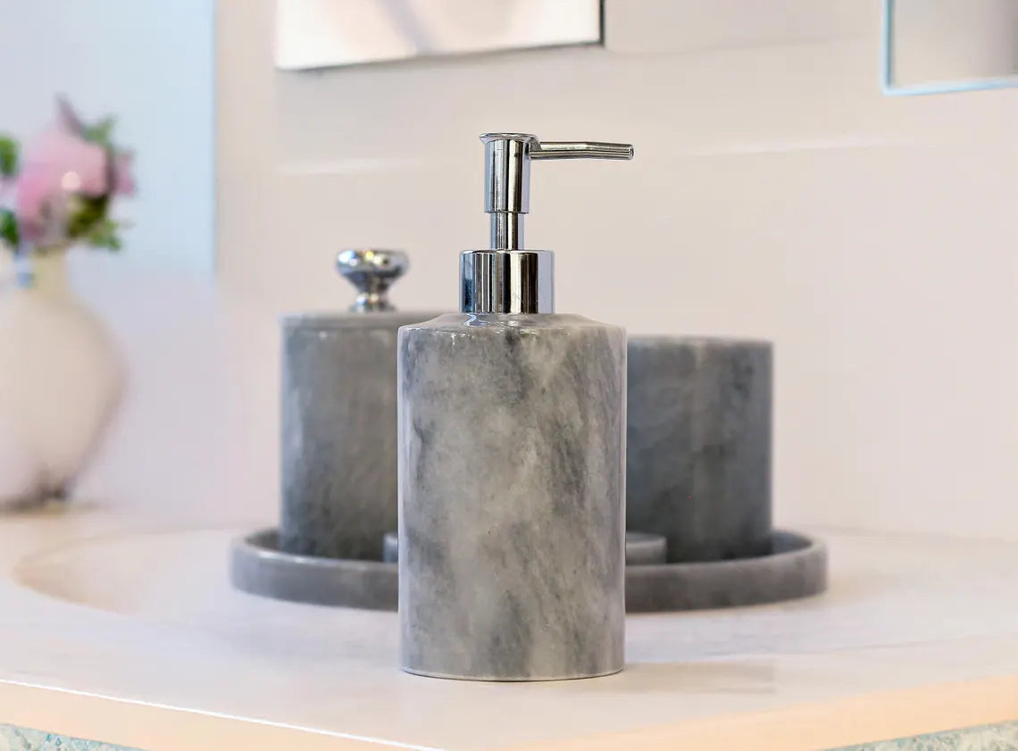 AURUM 5-Piece Luxury Grey Marble Bathroom Accessories Set | Ege Home Decor