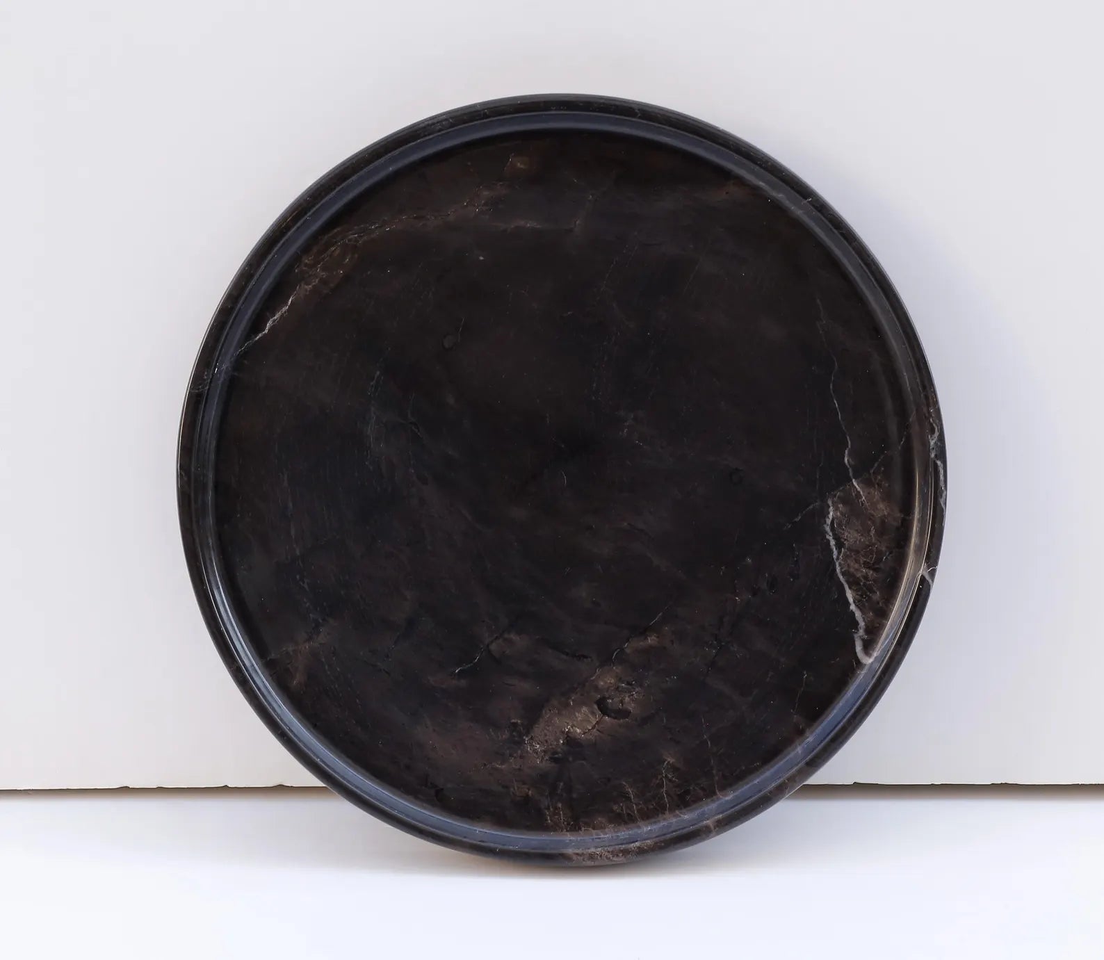 Armonia - Black Marble Tray : 10.6" (27cm) Decorative Round Tray for Bathroom Kitchen & Living Room