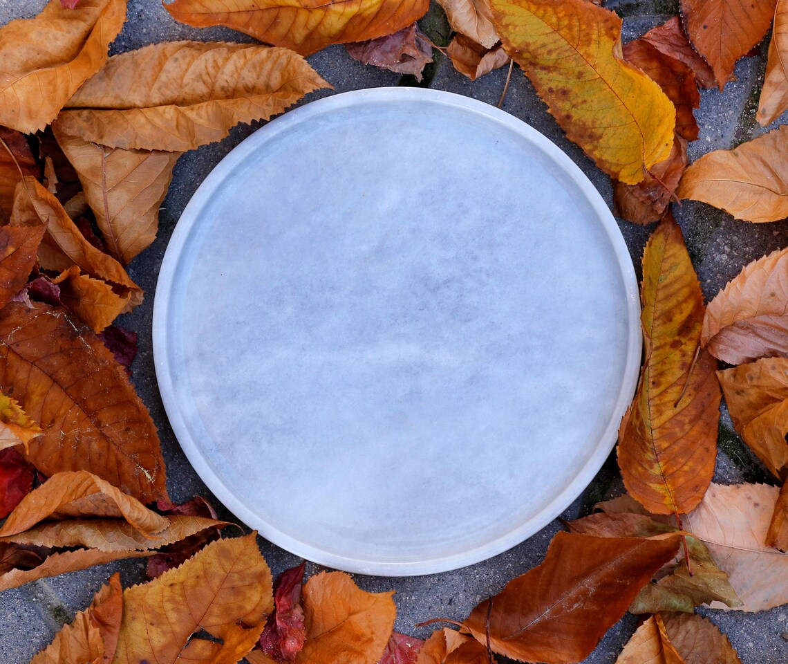 CONCORDIA Grey Marble Tray 10.6″ – Decorative Round Tray for Bathroom, Kitchen & Living Room | Ege Home Decor