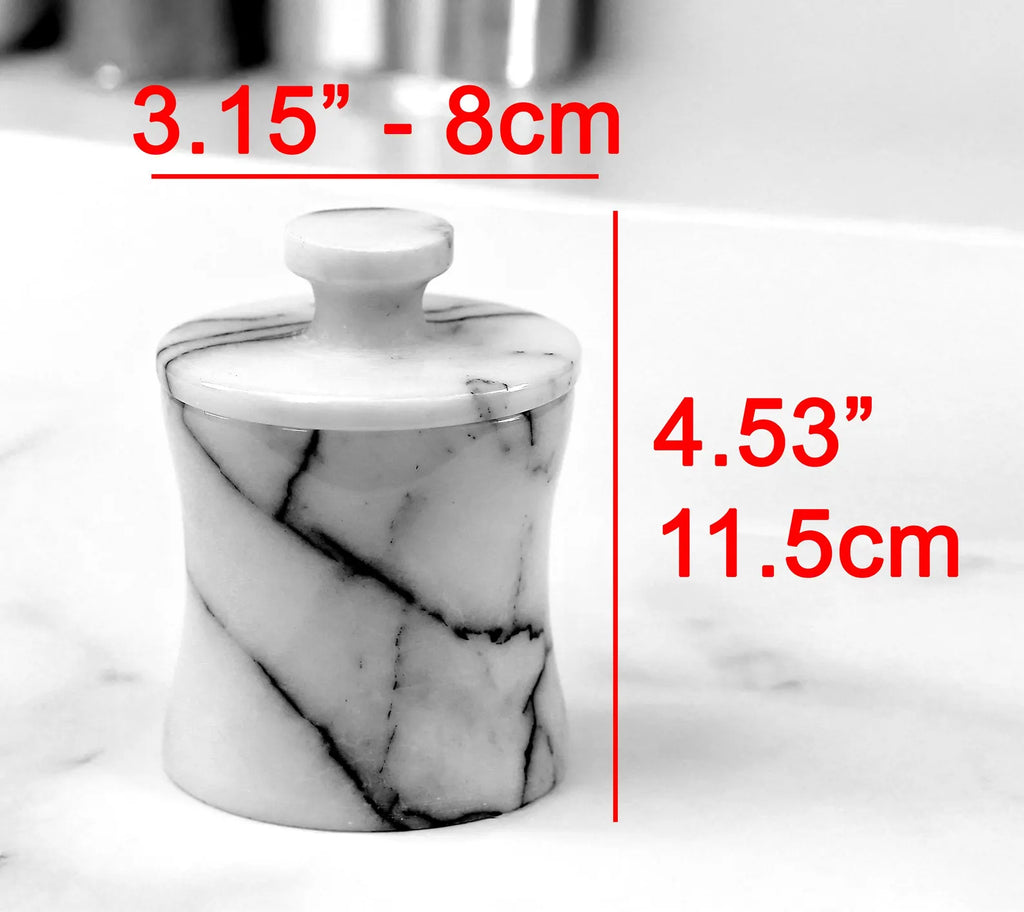 CLEMENZA Veined White Marble Spice Canister – Handcrafted Marble Jar with Lid, Stone Salt Cellar – Tall Design | Ege Home Decor