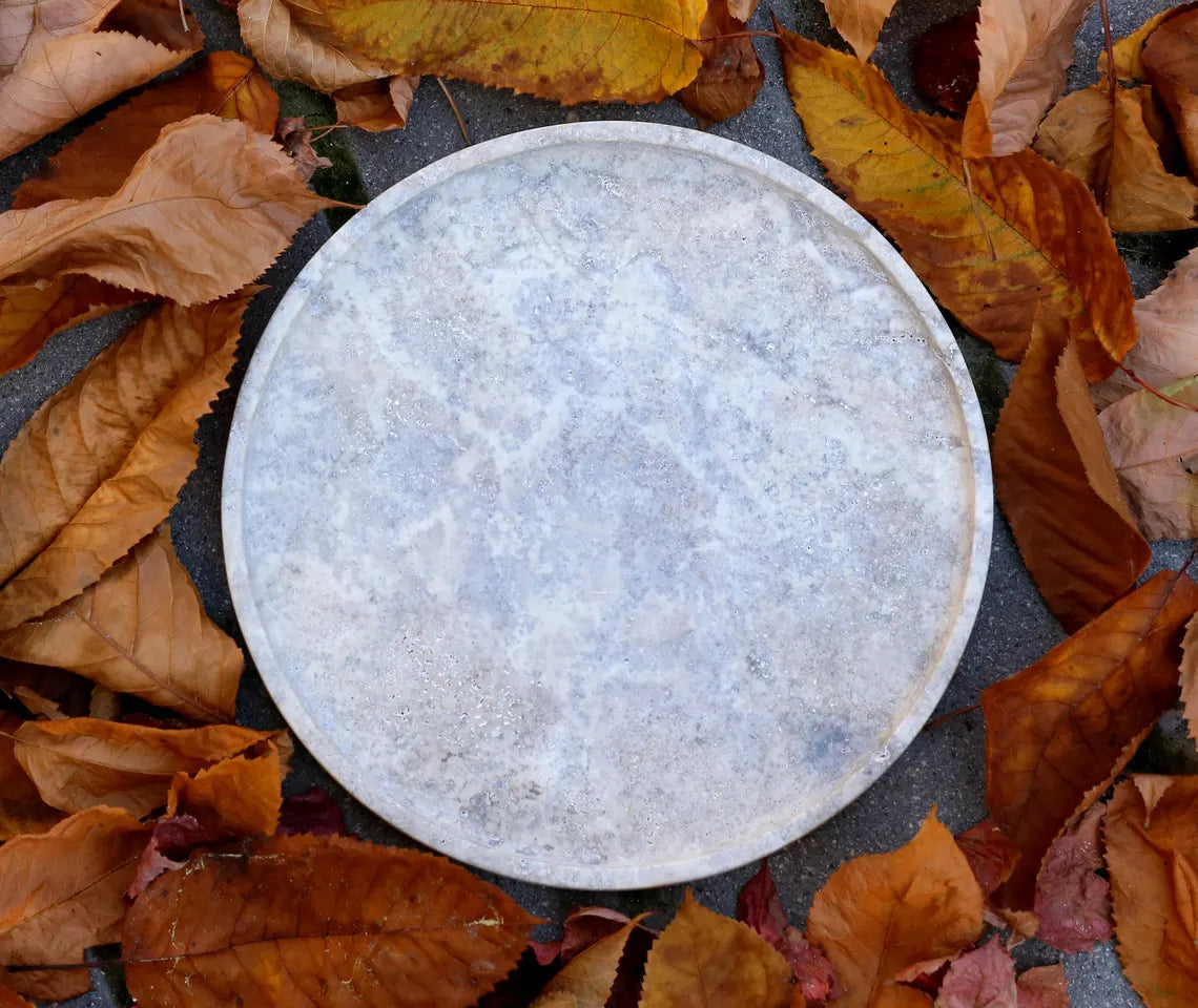 CONCORDIA Decorative Travertine Round Tray 10.6″ – Stone Tray for Bathroom, Kitchen & Living Room | Ege Home Decor