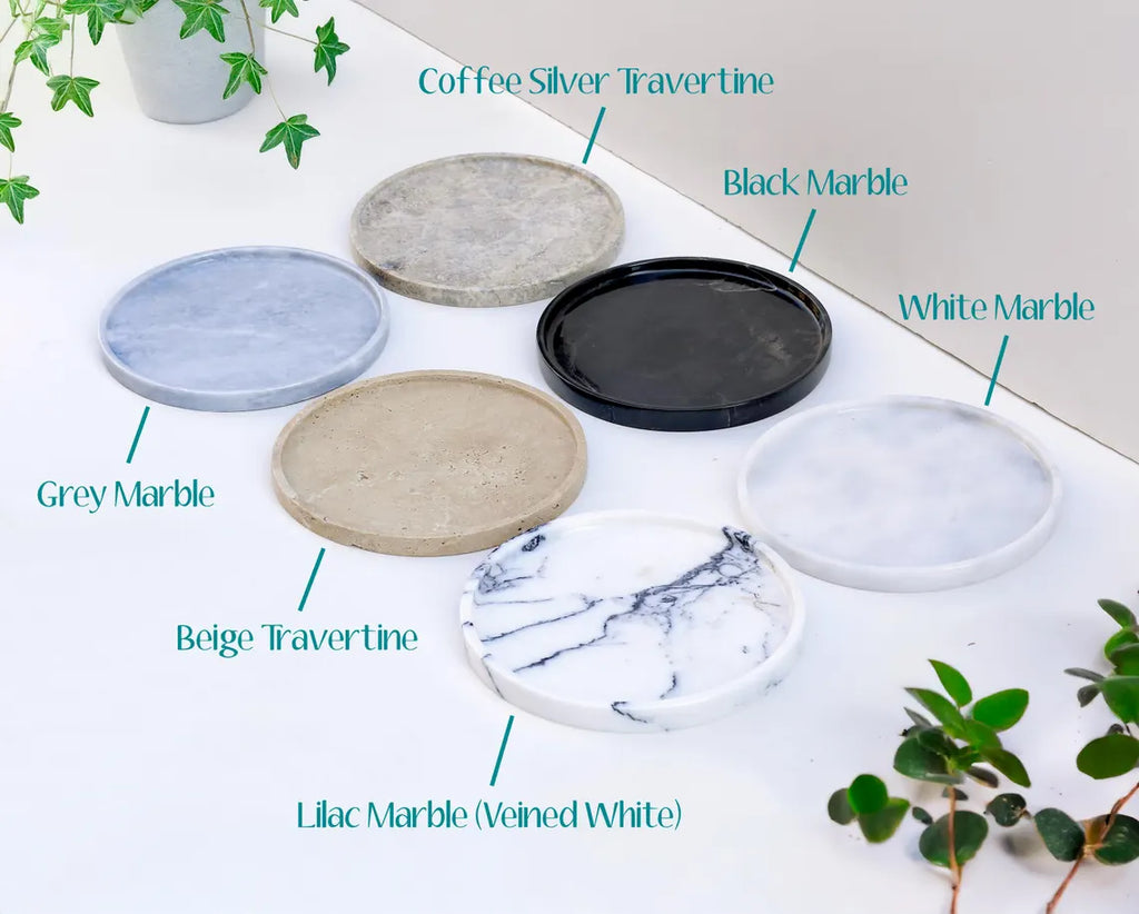 CONCORDIA Veined White Marble Round Tray 10.6″ – Decorative Tray for Bathroom, Kitchen & Living Room | Ege Home Decor