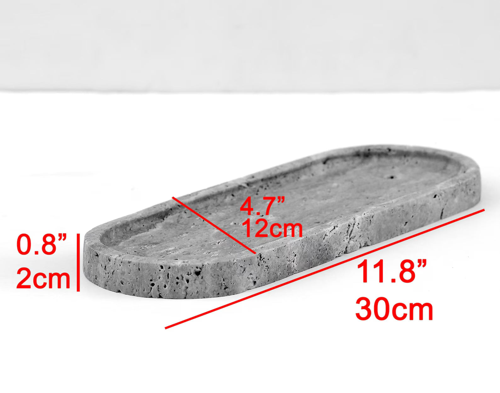 BOSCA Silver Brown Travertine Tray – 11.8″ Natural Stone Kitchen Organizer & Bathroom Tray | Ege Home Decor