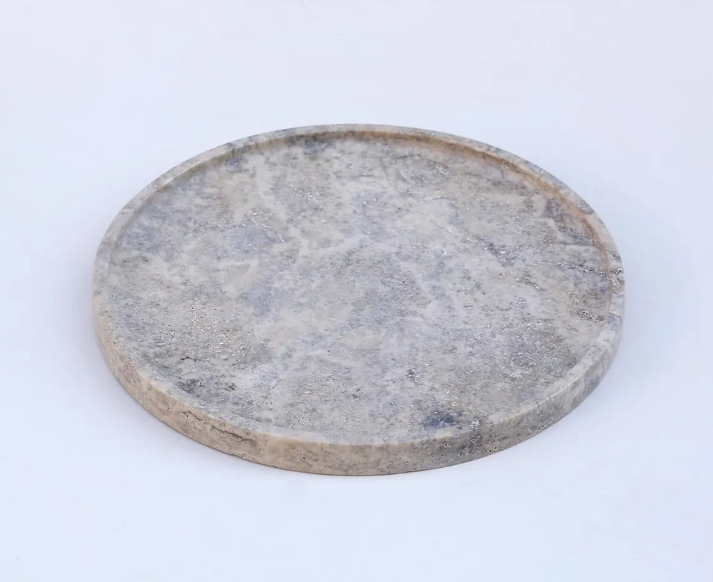 CONCORDIA Decorative Travertine Round Tray 10.6″ – Stone Tray for Bathroom, Kitchen & Living Room | Ege Home Decor