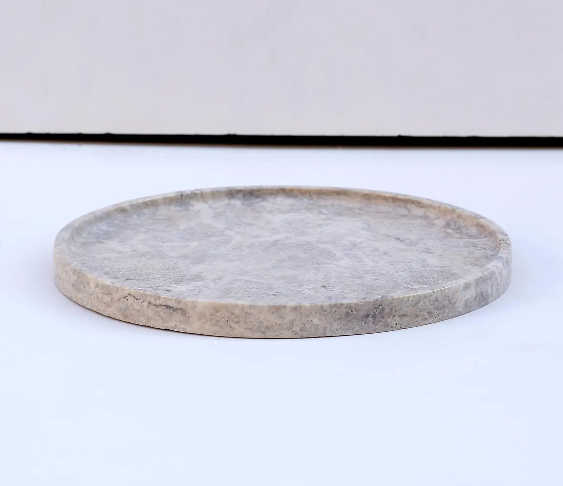 CONCORDIA Decorative Travertine Round Tray 10.6″ – Stone Tray for Bathroom, Kitchen & Living Room | Ege Home Decor