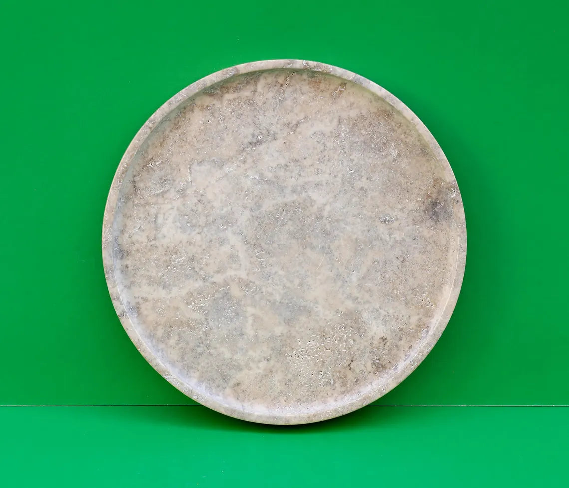CONCORDIA Decorative Travertine Round Tray 10.6″ – Stone Tray for Bathroom, Kitchen & Living Room | Ege Home Decor