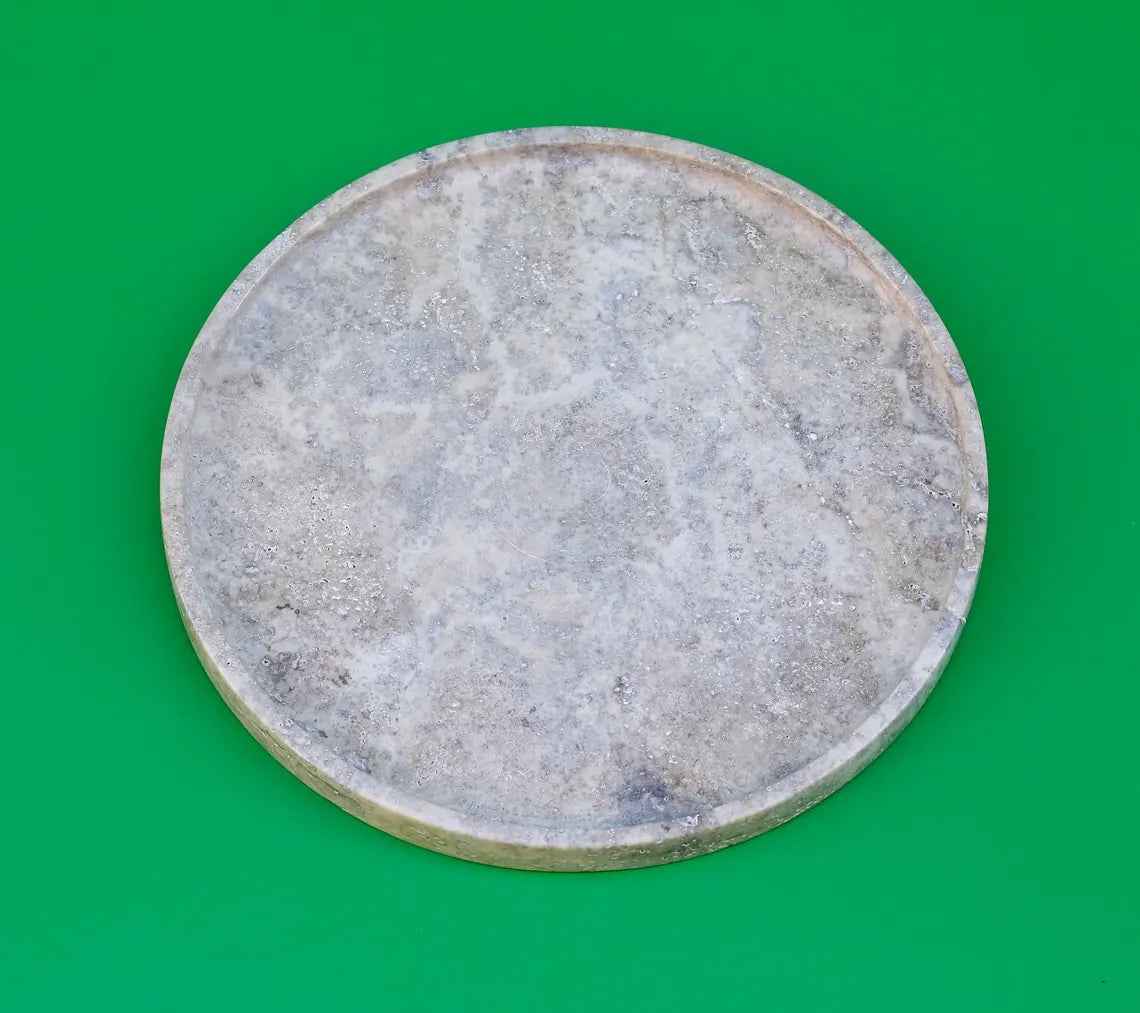 CONCORDIA Decorative Travertine Round Tray 10.6″ – Stone Tray for Bathroom, Kitchen & Living Room | Ege Home Decor