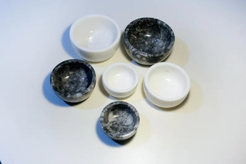 AURELIS White Marble 3-Piece Nesting Snack Bowl Set | Ege Home Decor
